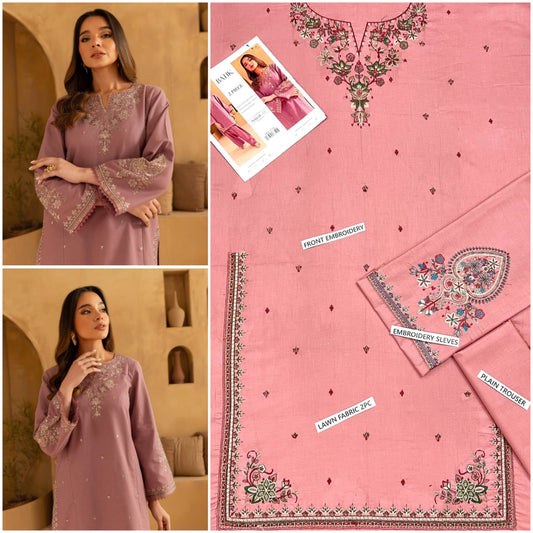 2Pc Embroidered Suit (Code#010)