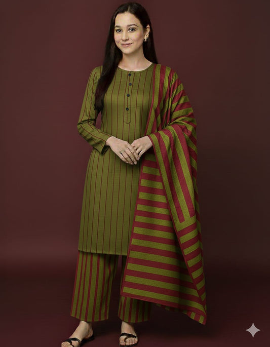 3pc Multani Susi Khaadi (Red Green)