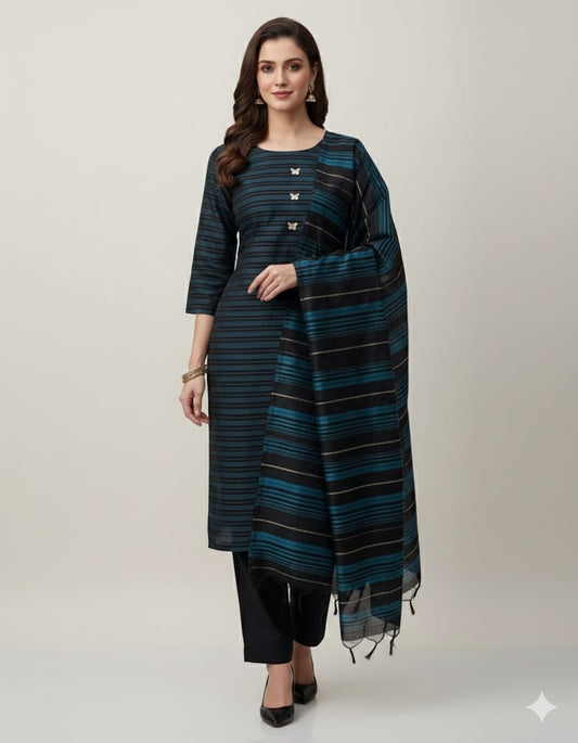 3Pc Multani Susi (Petrol Blue)